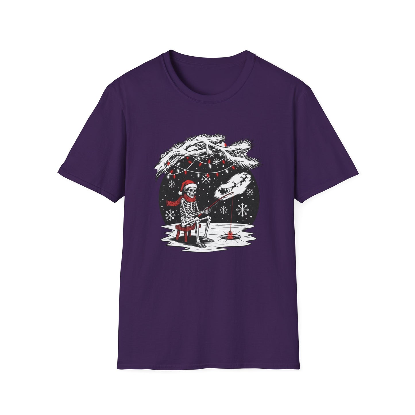 Merry Fishing Christmas T-Shirt – Festive Skeleton Fishing Tee