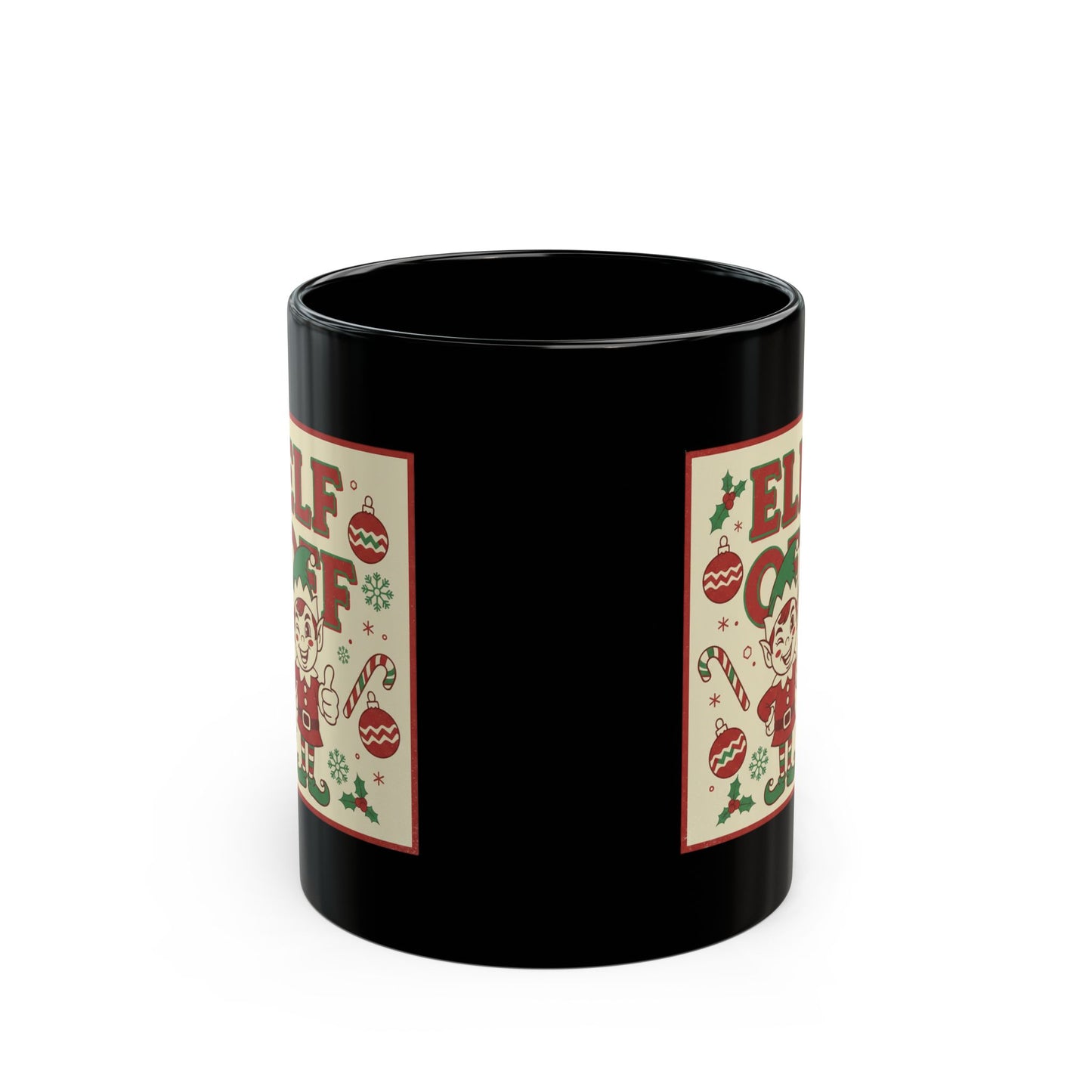 Elf Off Christmas Mug – Funny Festive Black Mug