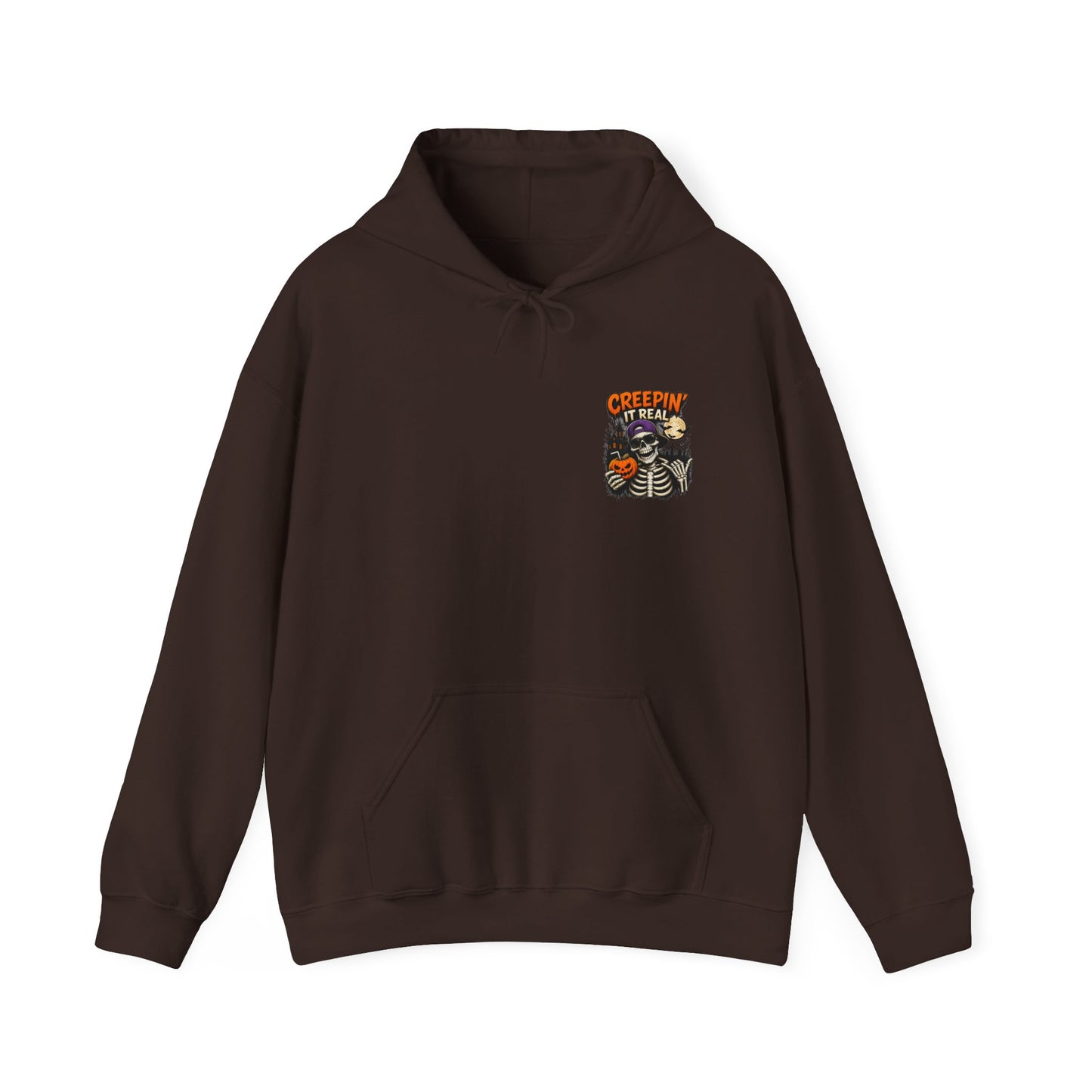 Creepin’ It Real Halloween Hoodie – Unisex Skeleton Graphic Hoodie