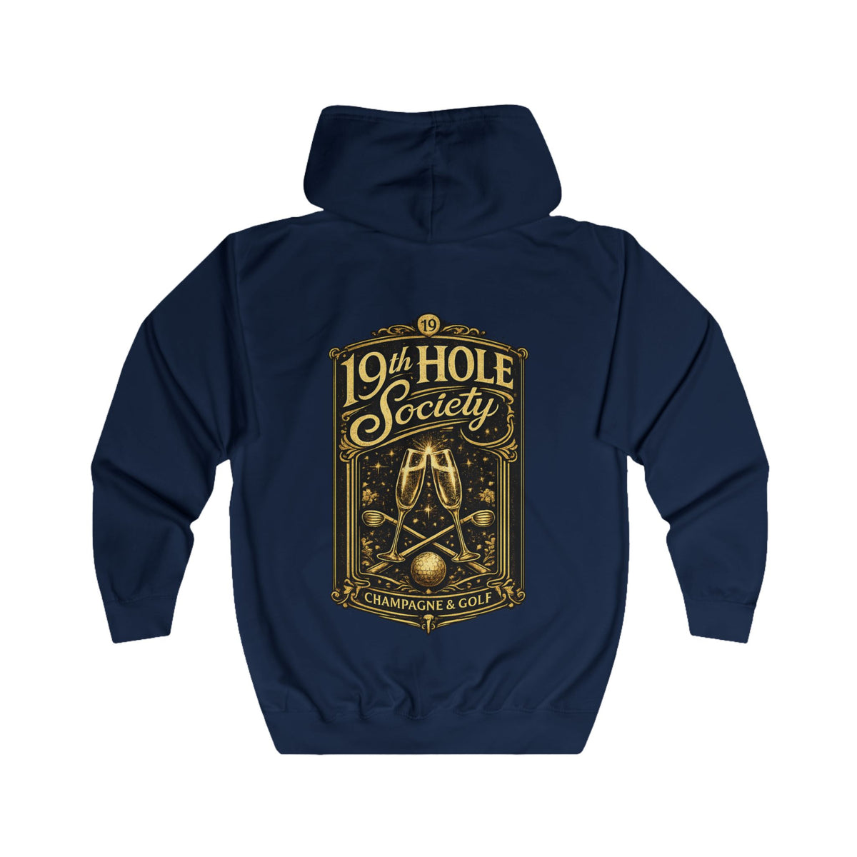 19th Hole Society Champagne and Golf Zip Hoodie
