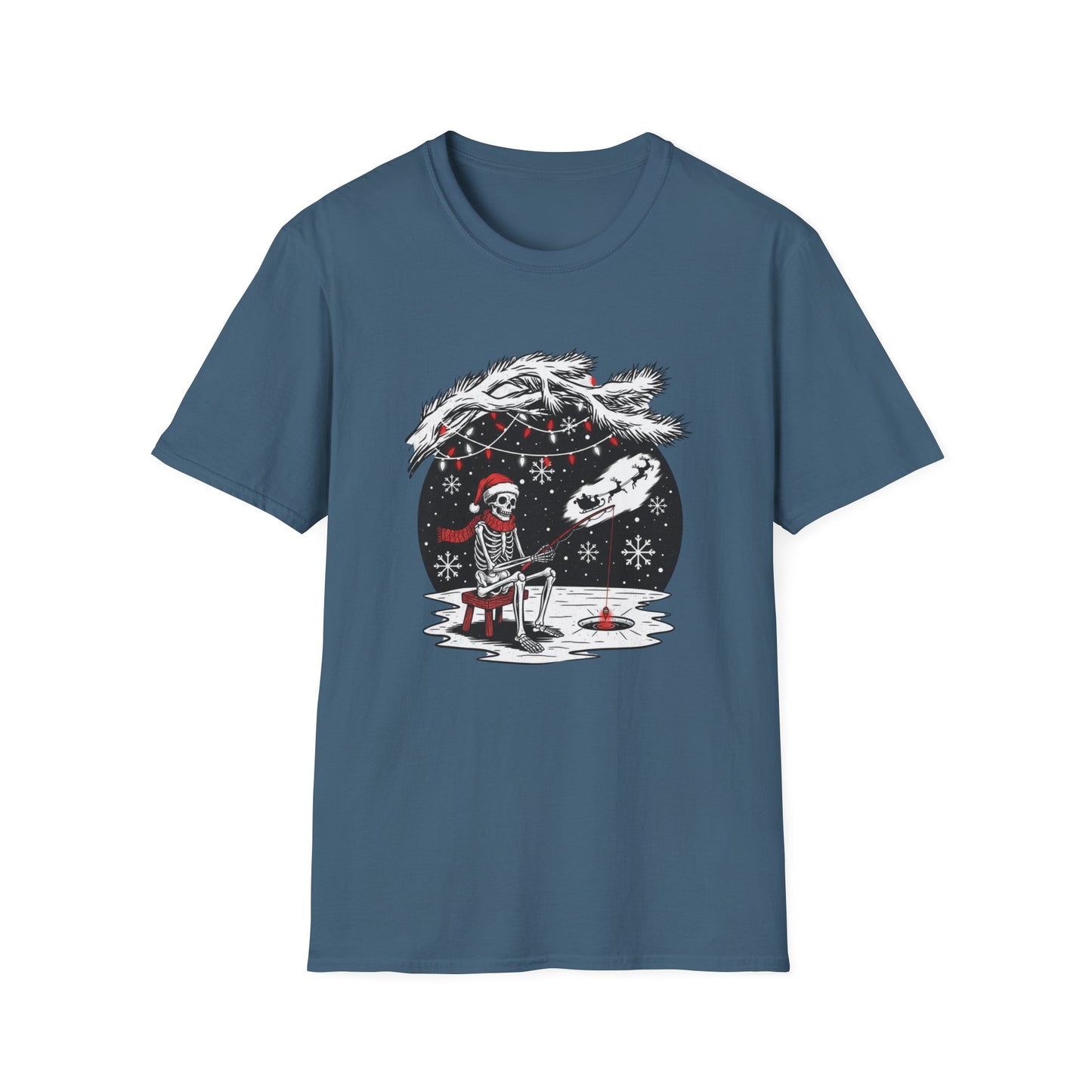 Merry Fishing Christmas T-Shirt – Festive Skeleton Fishing Tee