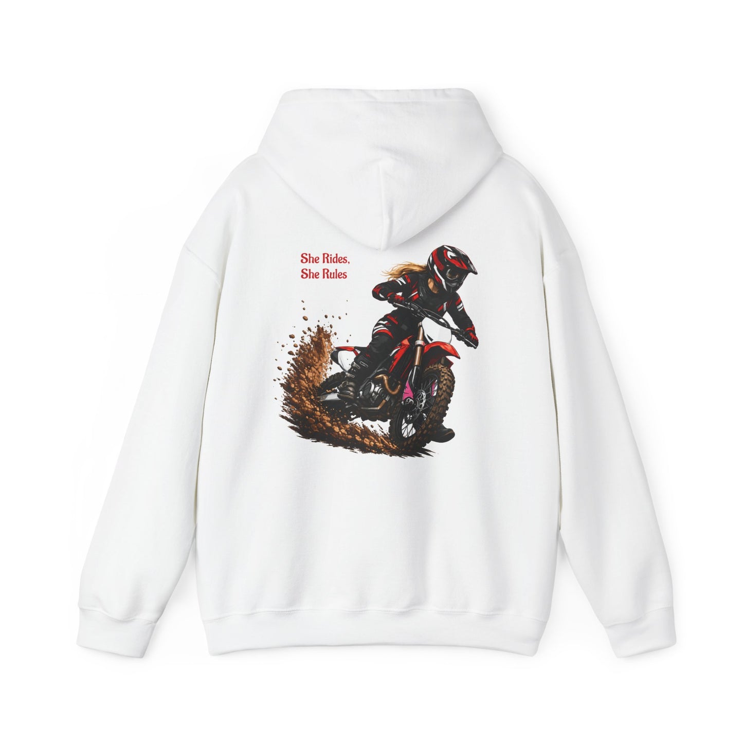 She Rides She Rules Motocross Hoodie — Dirt Bike Racing Sweatshirt for Riders
