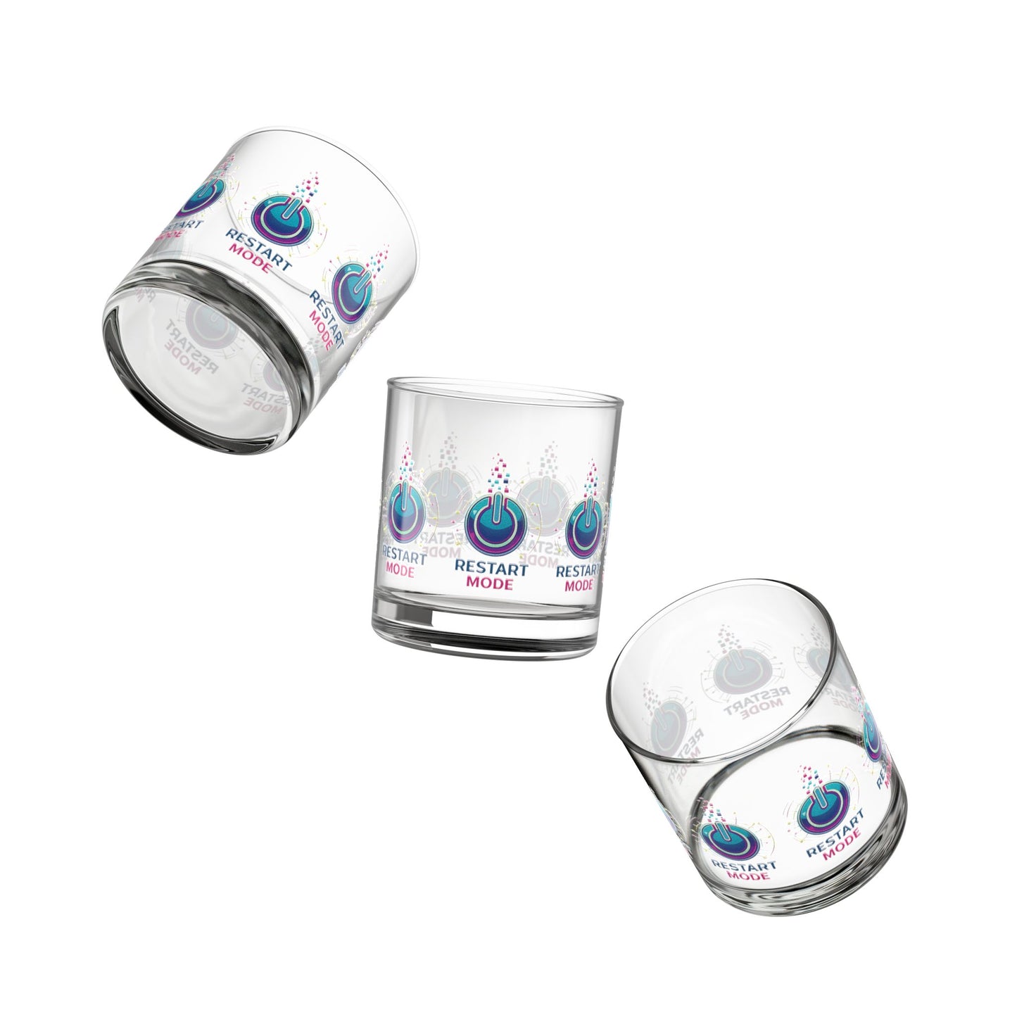 Restart Mode Glass Tumbler | Wrap Around Drinking Glass | Modern Lifestyle Glass | Everyday Water Glass | 10oz Glass