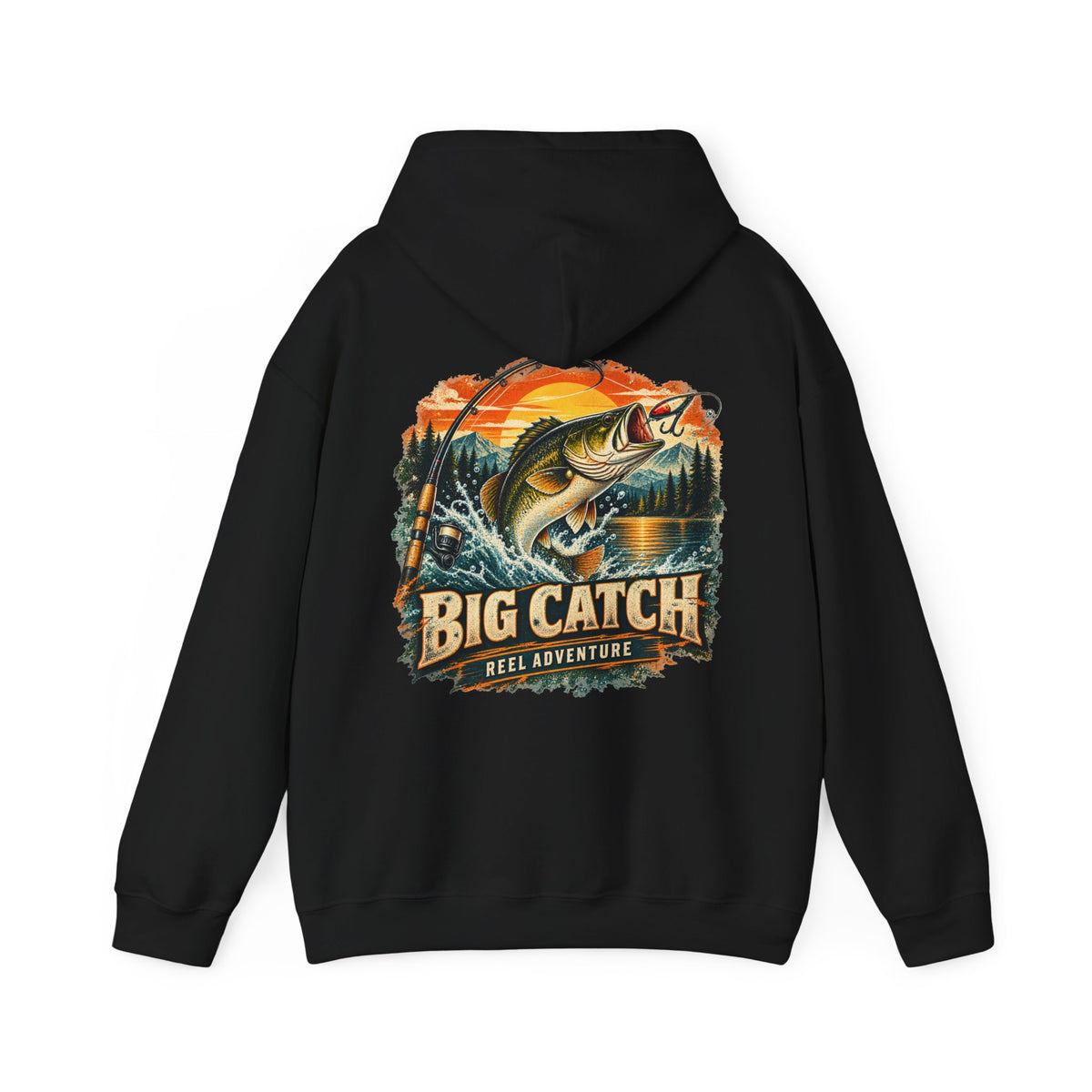Big Catch Reel Adventure Back Print Hoodie – Vintage Fishing Hoodie