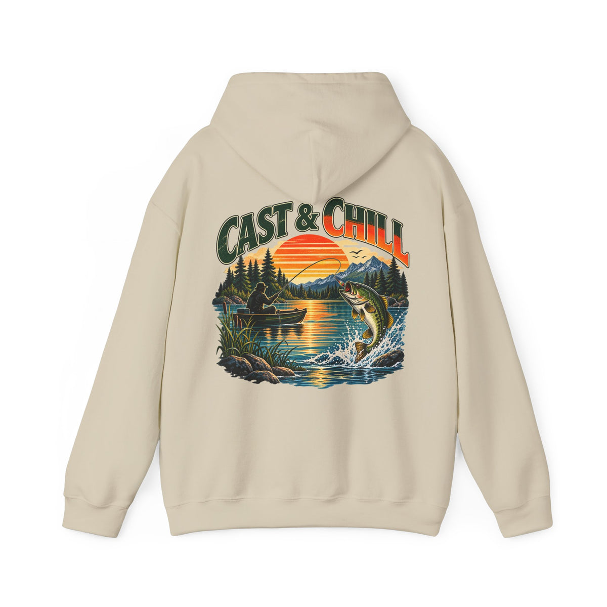 Cast & Chill Back Print Hoodie – Vintage Fishing Hoodie