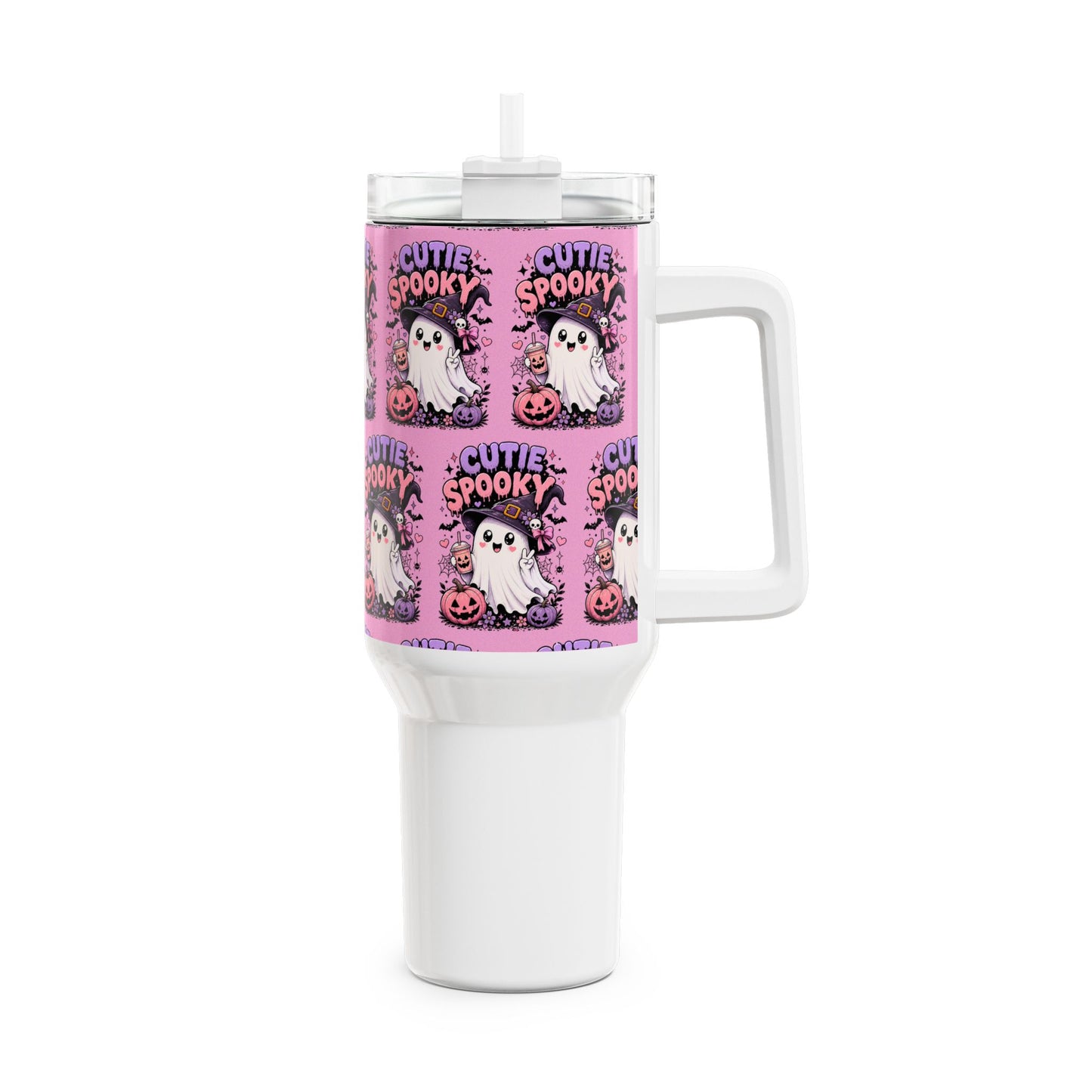 Cutie Spooky 40oz Insulated Tumbler with Straw – Halloween Ghost Travel Mug