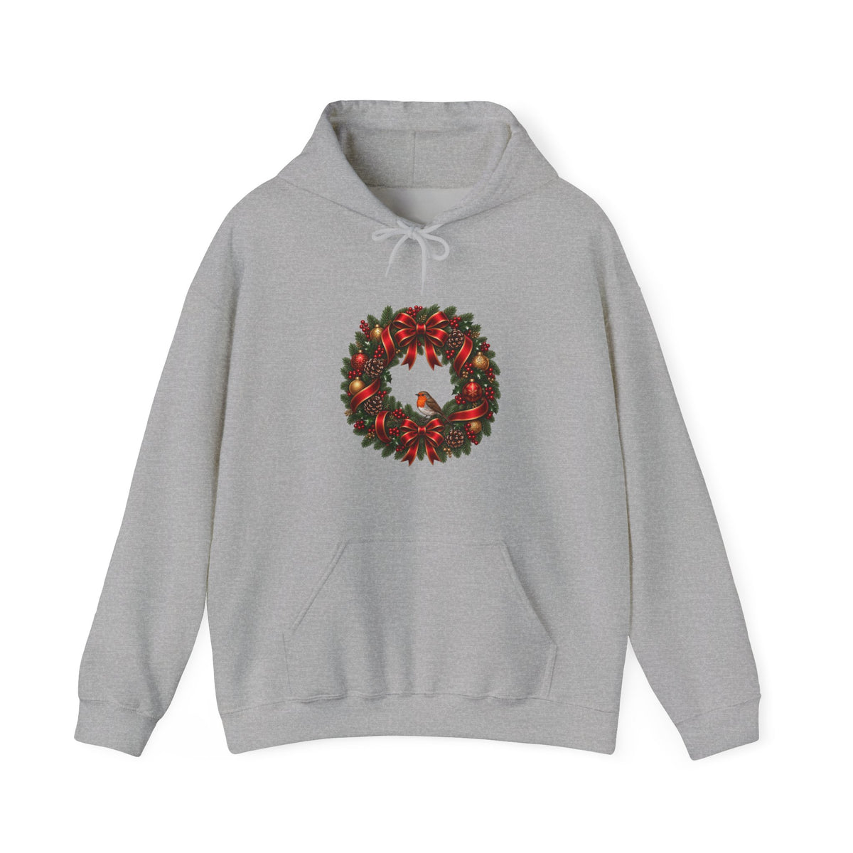 Christmas Wreath & Robin Hoodie – Festive Christmas Hoodie
