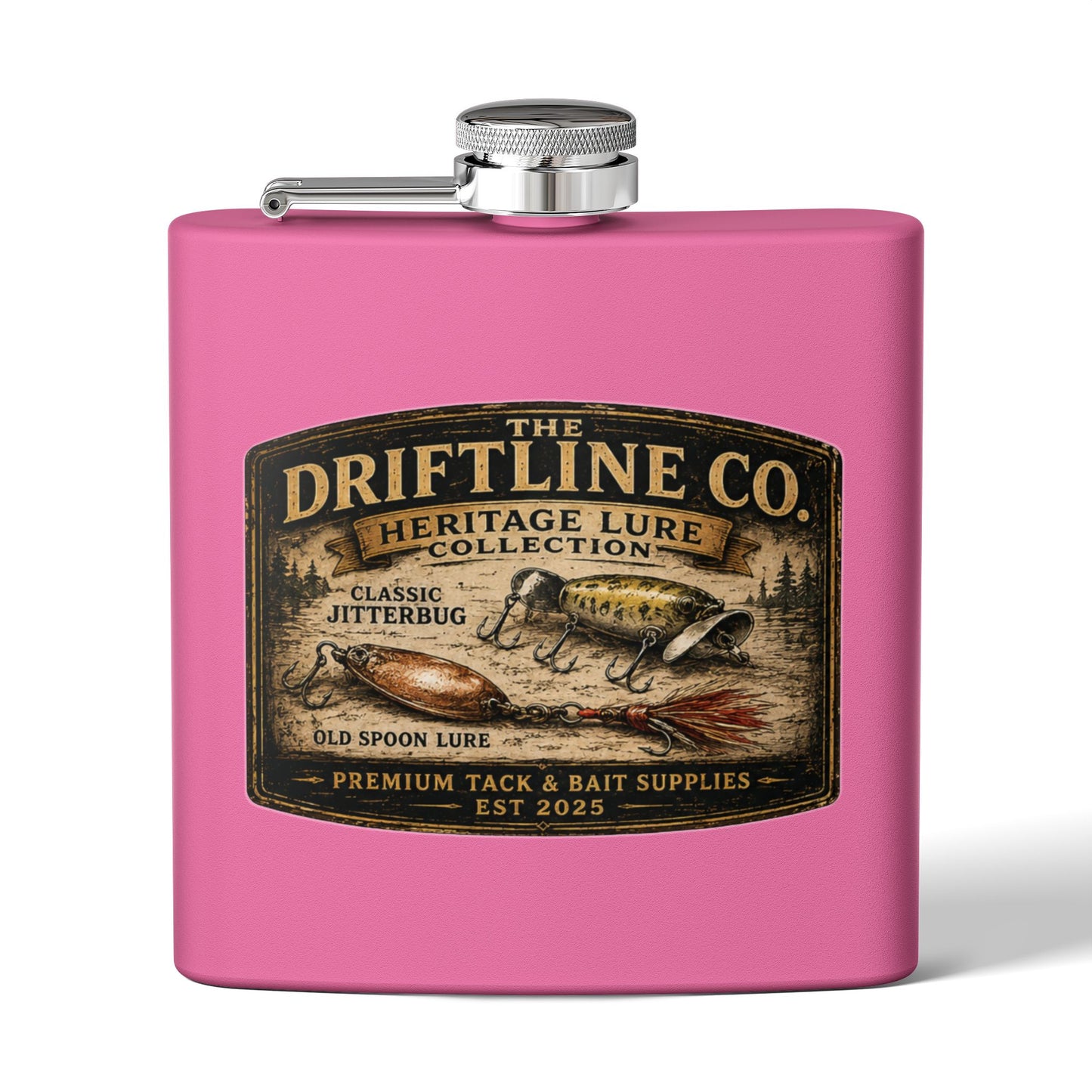 Heritage Lure Collection Hip Flask | Vintage Fishing Flask | The Driftline Company