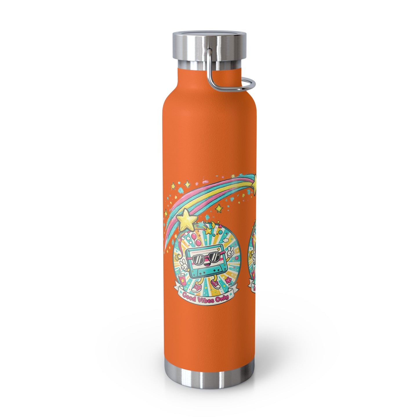 Retro Good Vibes Only Insulated Flask | Colourful Retro Travel Bottle | Stainless Steel Drinks Bottle | 80s & 90s Inspired