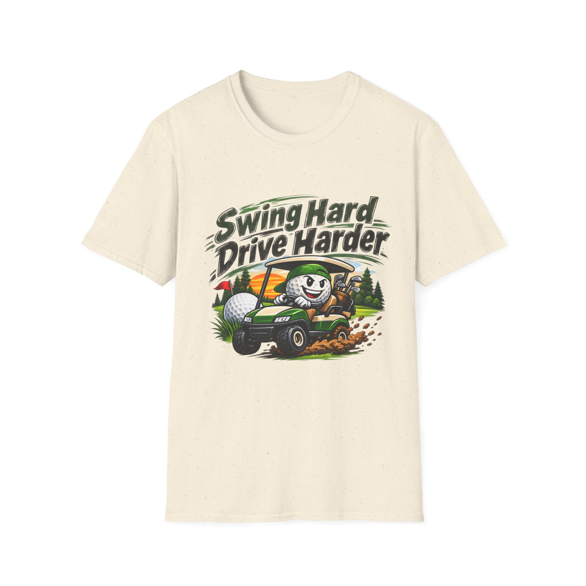 T-shirt Dessin Animé Chariot de Golf Swingue Fort Frappe Encore Plus Fort T-shirt Drôle de Golf