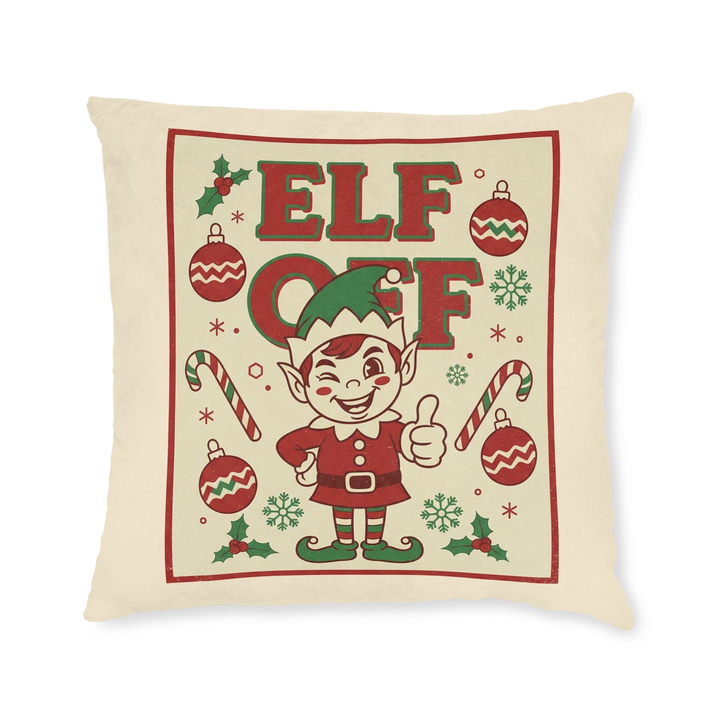 Elf Off Christmas Cushion – Funny Retro Festive Pillow