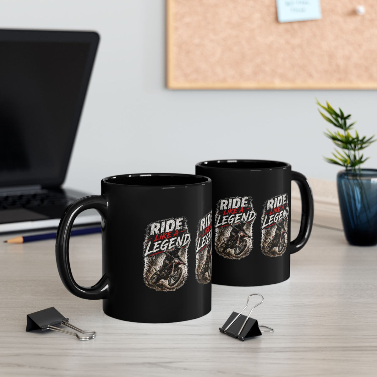 Ride Like a Legend Motocross Schwarze Tasse – Dirt-Bike-Kaffeetasse
