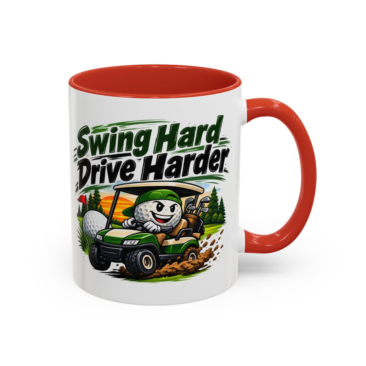 Swing Hard Golf Accent Mug – Drive Harder Golf Cart Design