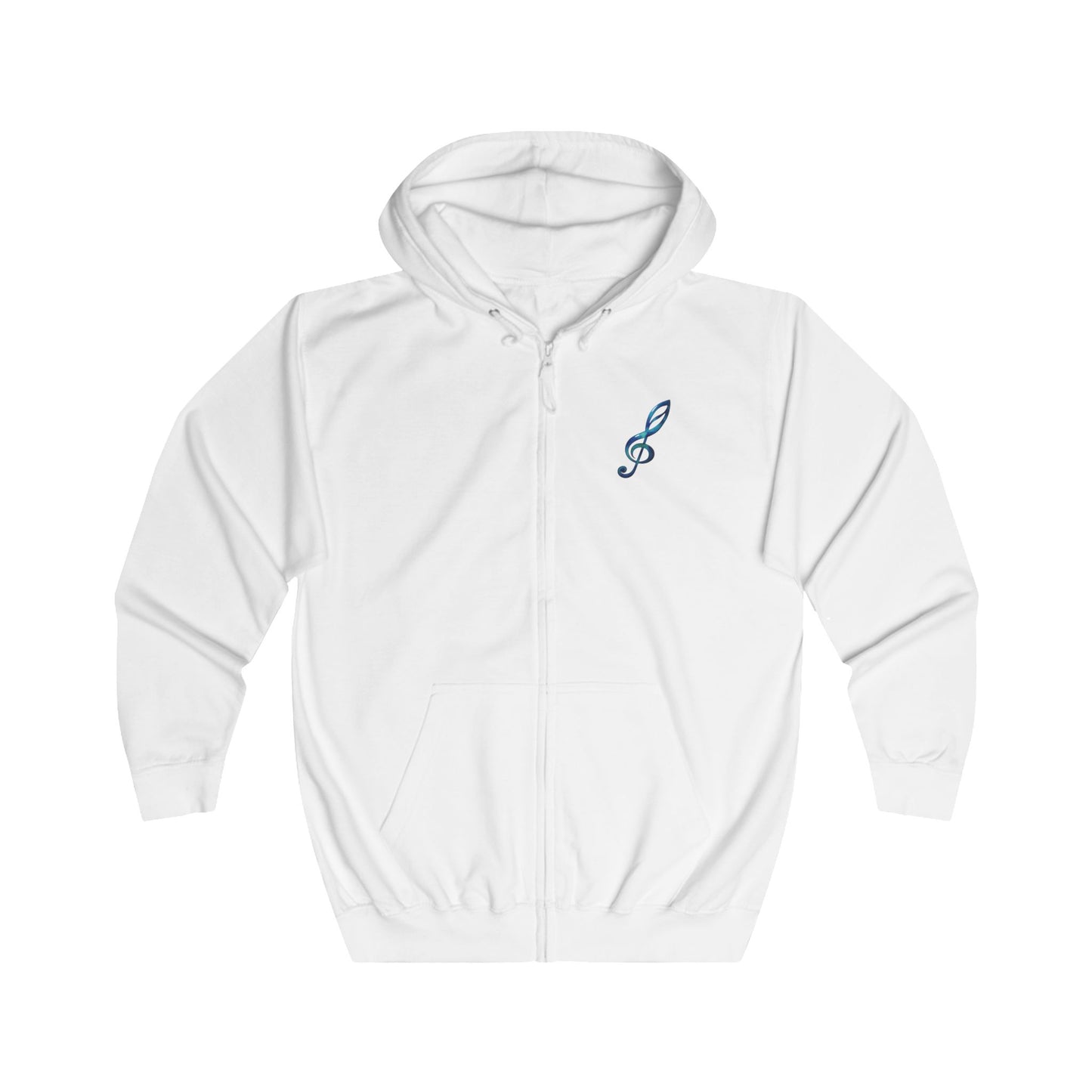 Sweat à capuche zippé Notes de musique clé de sol – Motif unique sur la poitrine et dans le dos