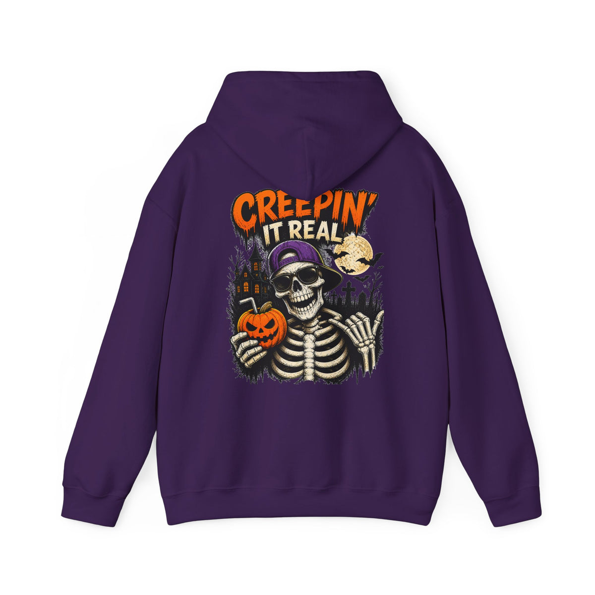 Creepin’ It Real Halloween Hoodie – Unisex Skeleton Graphic Hoodie