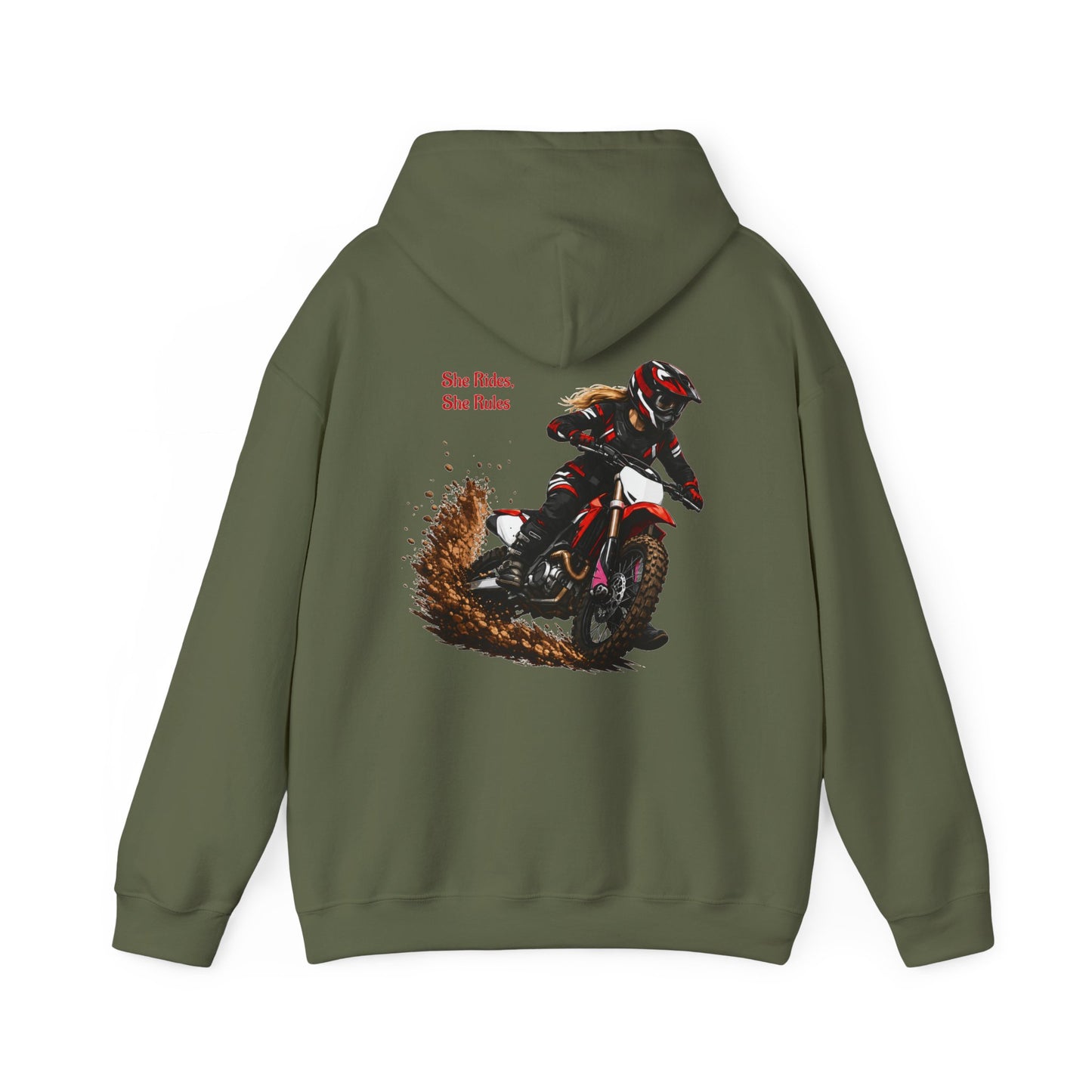 She Rides She Rules Motocross Hoodie — Dirt Bike Racing Sweatshirt for Riders