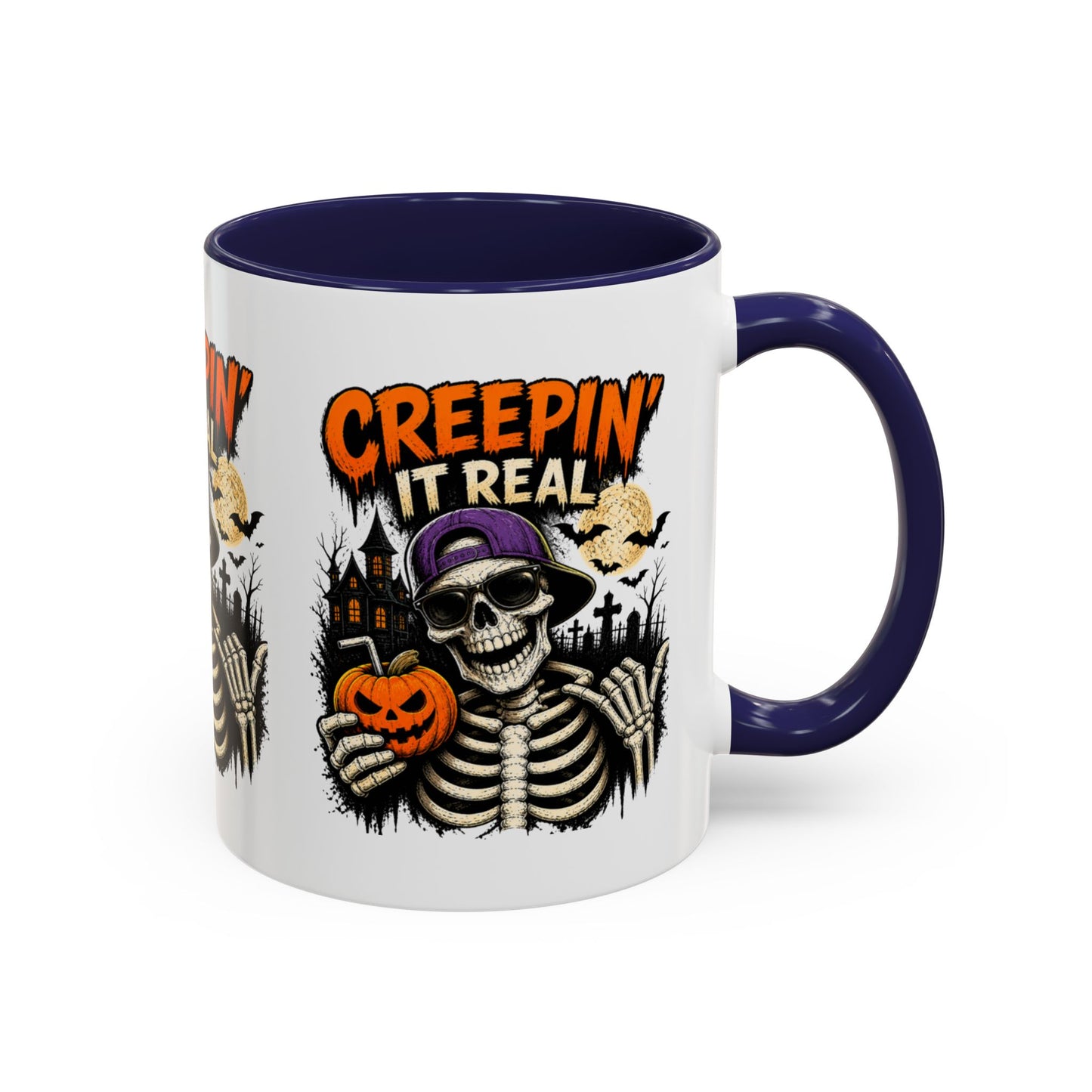 Creepin’ It Real Halloween Accent Mug – Skeleton Coffee Mug