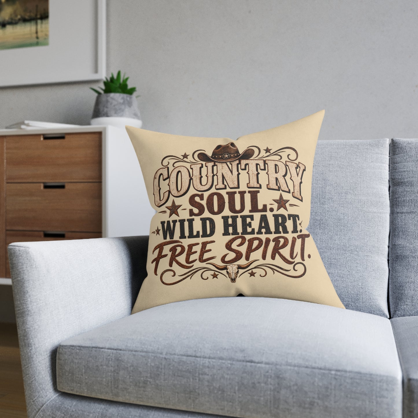 Country Soul Wild Heart Free Spirit Cushion – Western Country Pillow