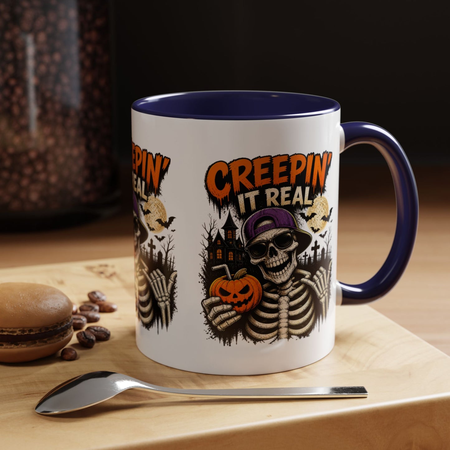 Creepin’ It Real Halloween Accent Mug – Skeleton Coffee Mug