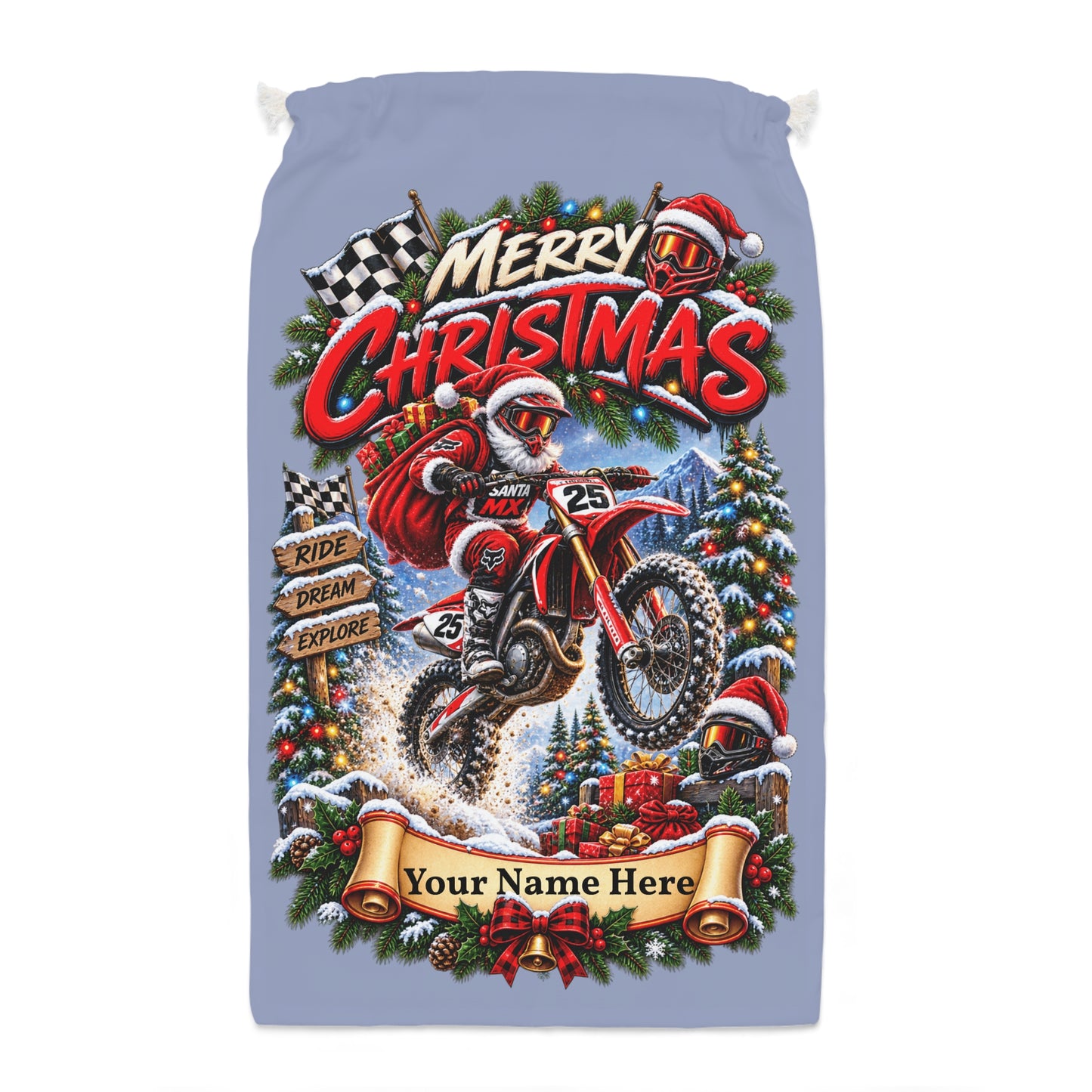 Personalised Motocross Christmas Sack – Santa MX Gift Sack