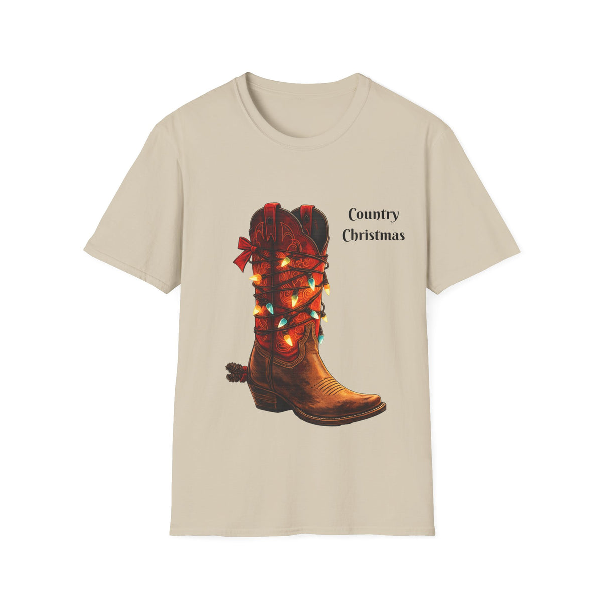 Country Christmas Cowboy Boot T-Shirt – Western Festive Tee