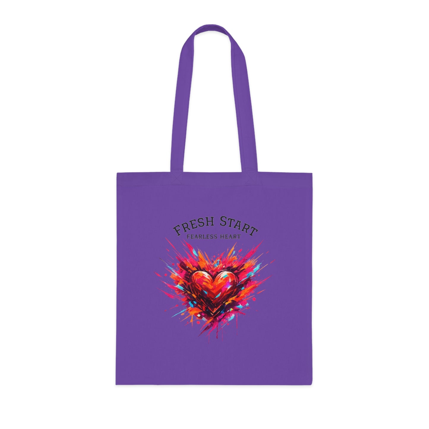 Fresh Start Fearless Heart Tote Bag | Inspirational Canvas Shopping Bag | Gifts & Lifestyle Collection