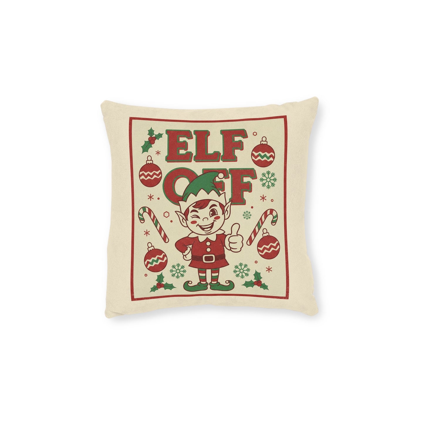 Elf Off Christmas Cushion – Funny Retro Festive Pillow