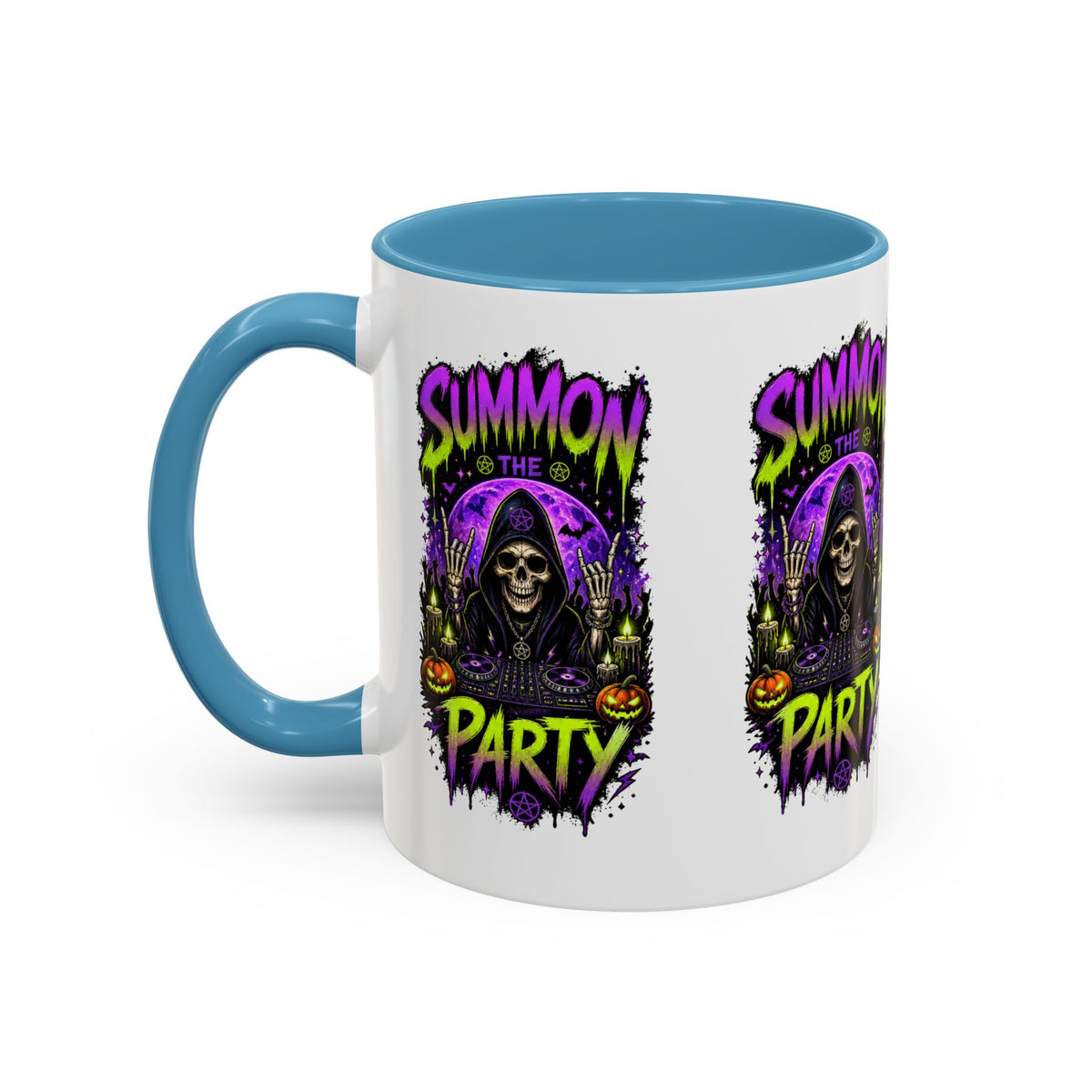 Summon the Party Halloween Accent Mug – Skeleton DJ Mug