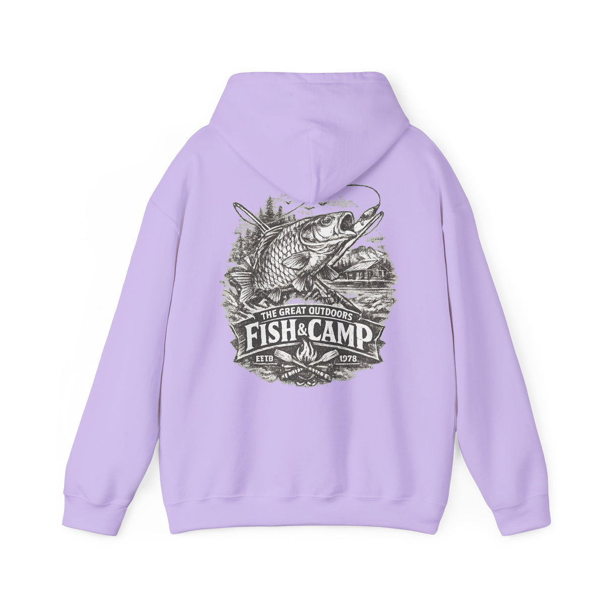 Fish and Camp Unisex Retro-Illustration-Kapuzenpullover