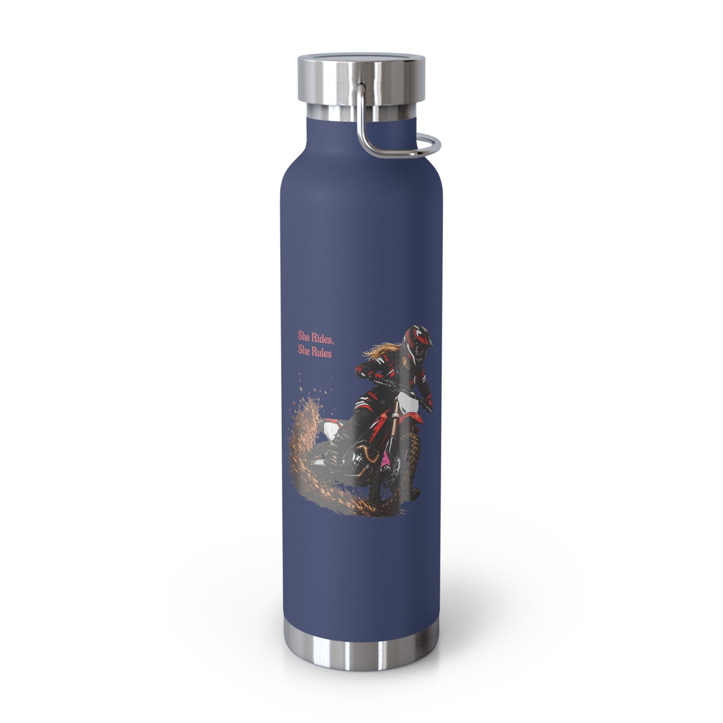 She Rides She Rules Motocross Insulated Flask