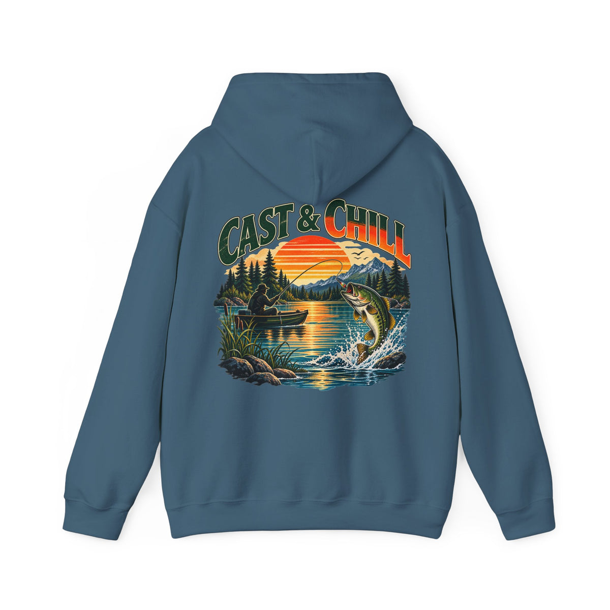 Cast & Chill Back Print Hoodie – Vintage Fishing Hoodie