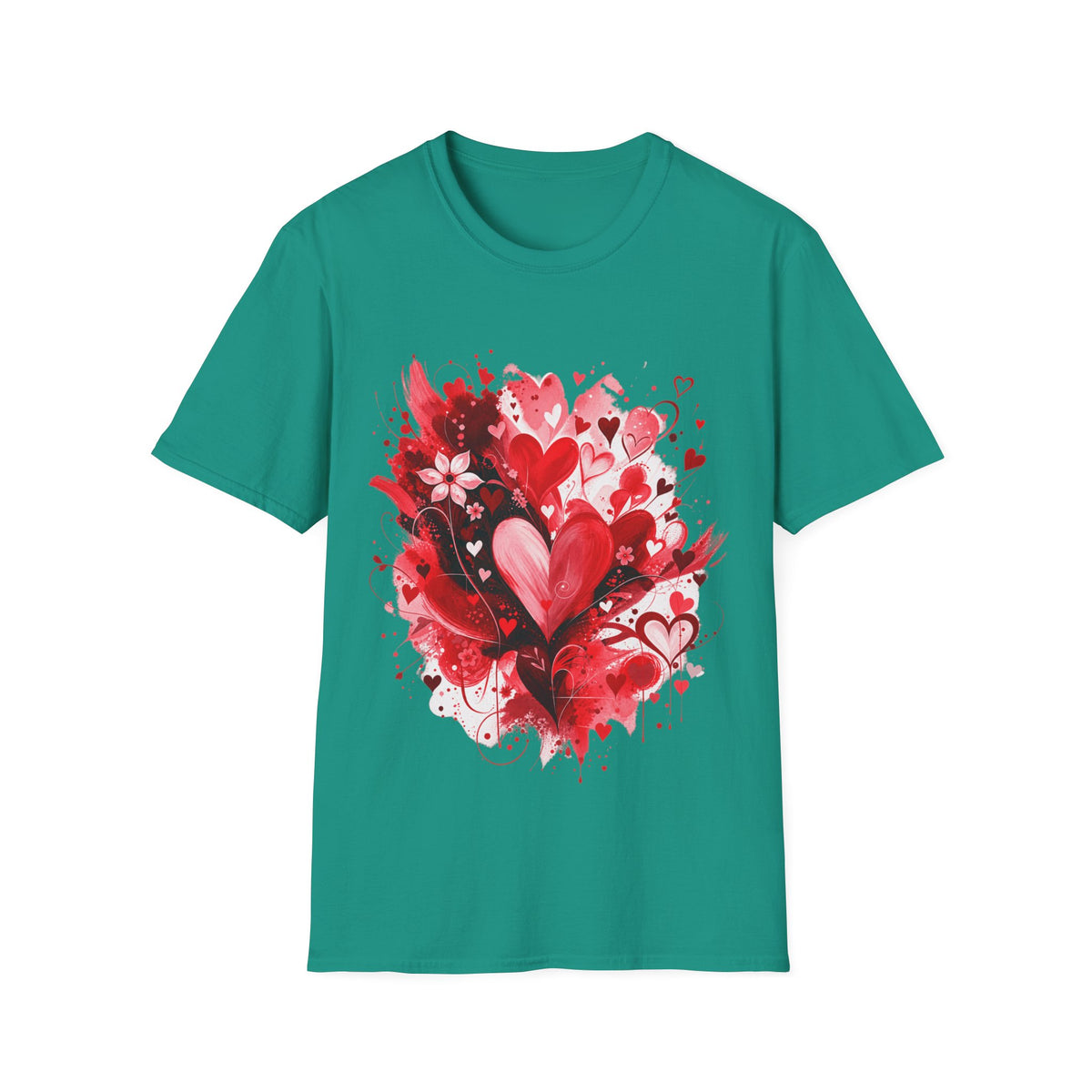 Floral Hearts T-Shirt | Red Heart & Floral Graphic Tee