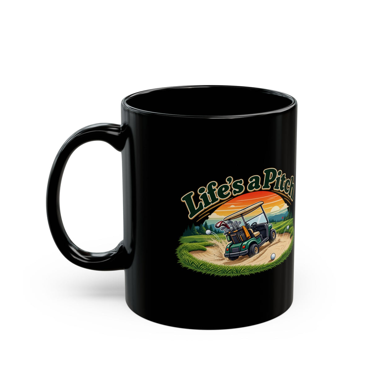 Life’s a Pitch Golf Mug – Black Golfer Mug