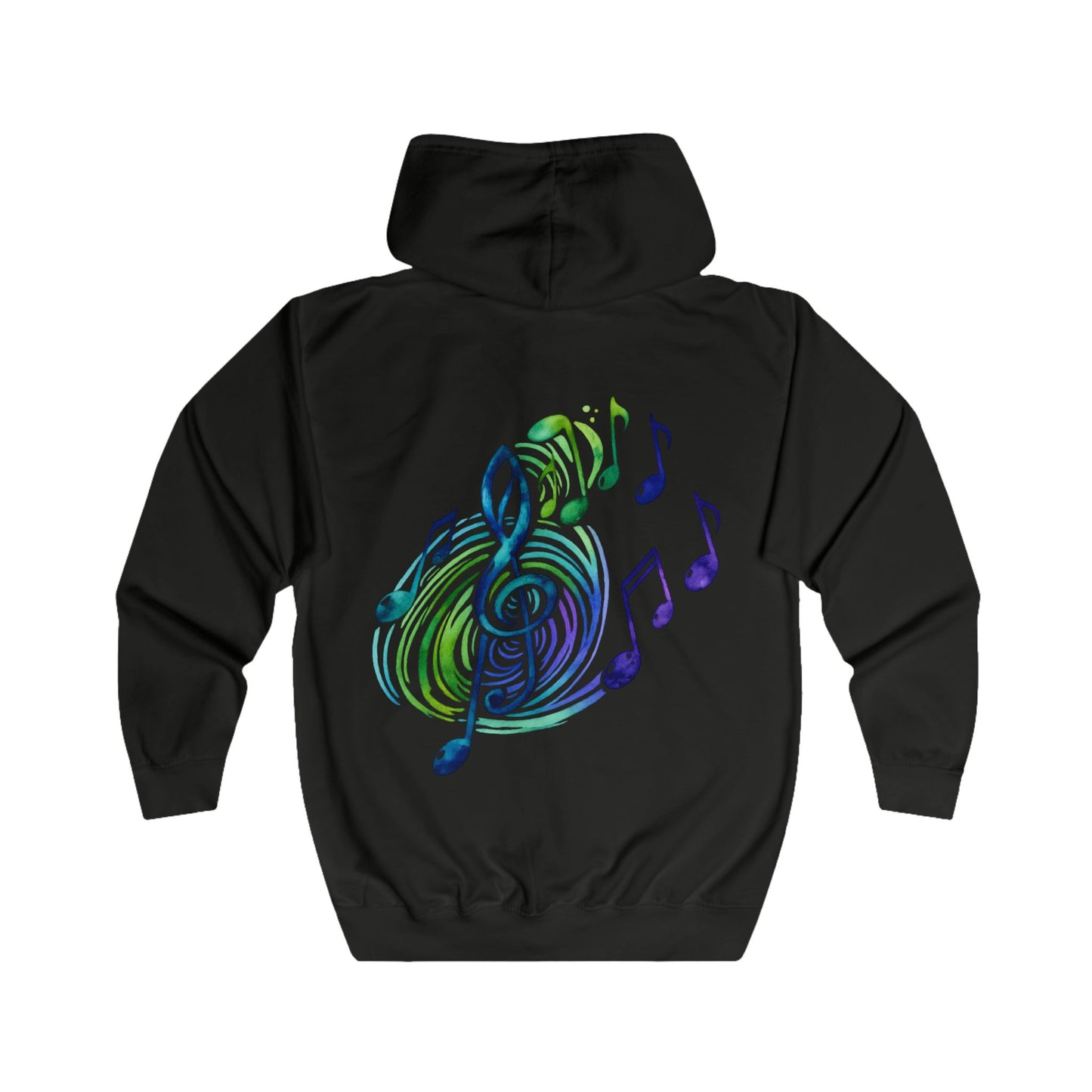 Sweat à capuche zippé Notes de musique clé de sol – Motif unique sur la poitrine et dans le dos