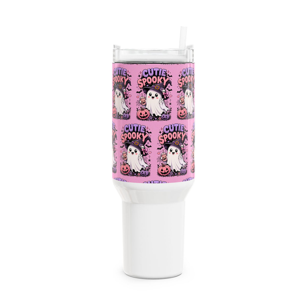 Cutie Spooky 40oz Insulated Tumbler with Straw – Halloween Ghost Travel Mug