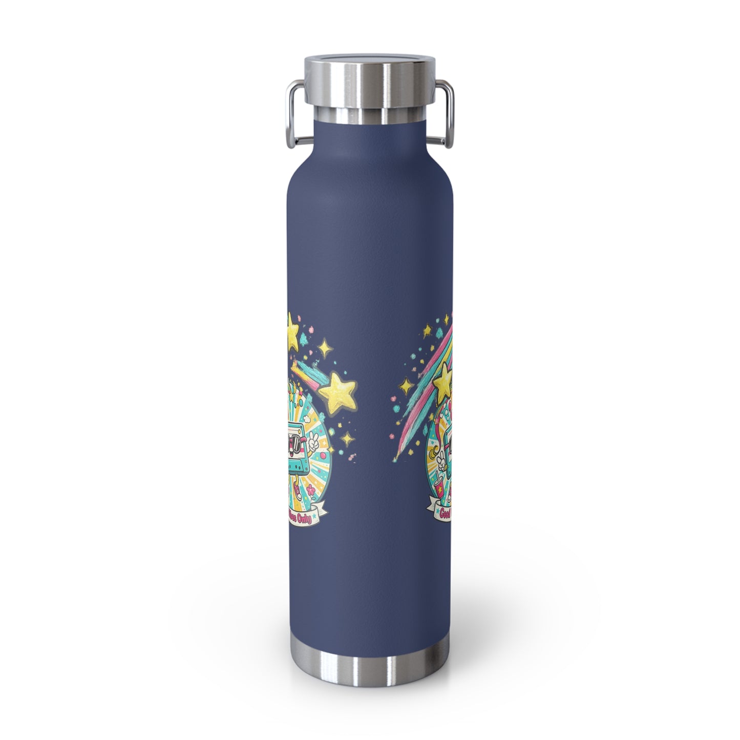 Retro Good Vibes Only Insulated Flask | Colourful Retro Travel Bottle | Stainless Steel Drinks Bottle | 80s & 90s Inspired