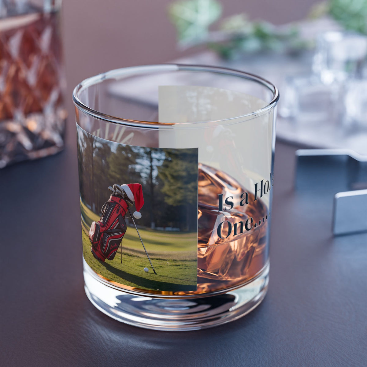 Festive Golf Rocks Glass – All I Want for Christmas Is a Hole in One