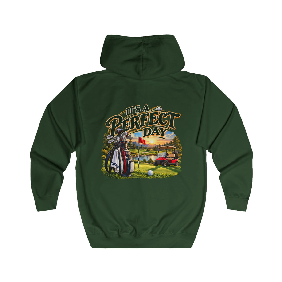 Sweat à capuche zippé graphique de golf « Perfect Day »