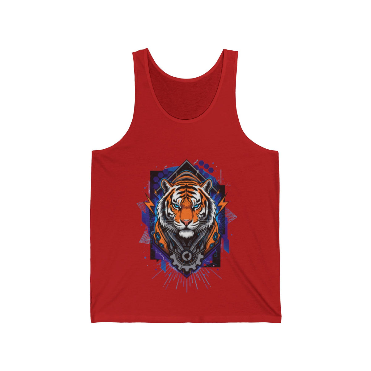 Tiger Geometric Tank Top — Bold Orange Tiger Graphic Athletic Tank