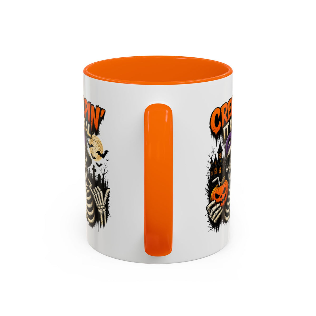 Creepin’ It Real Halloween Accent Mug – Skeleton Coffee Mug