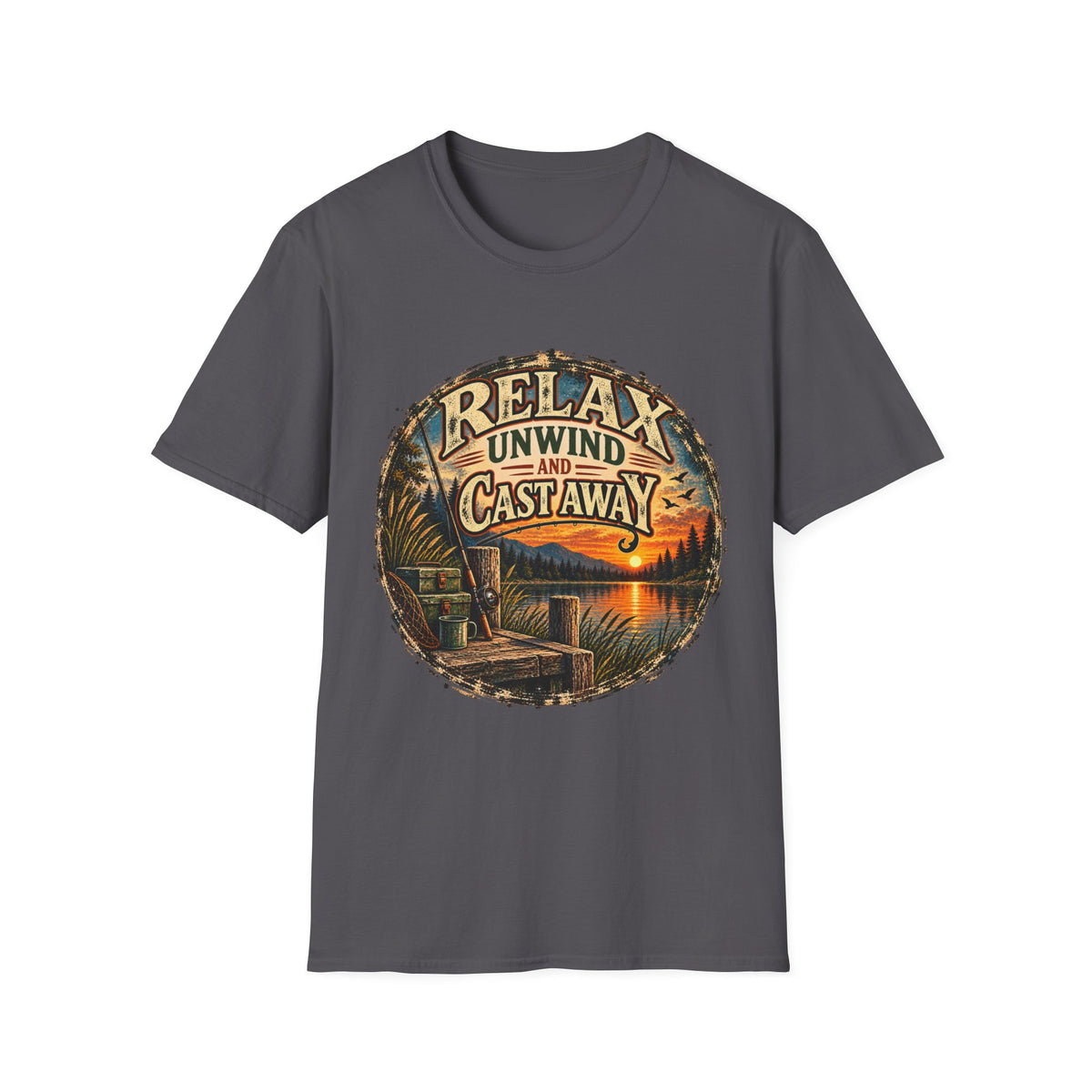 Relax, Unwind & Cast Away Fishing T-Shirt – Vintage Angler Tee