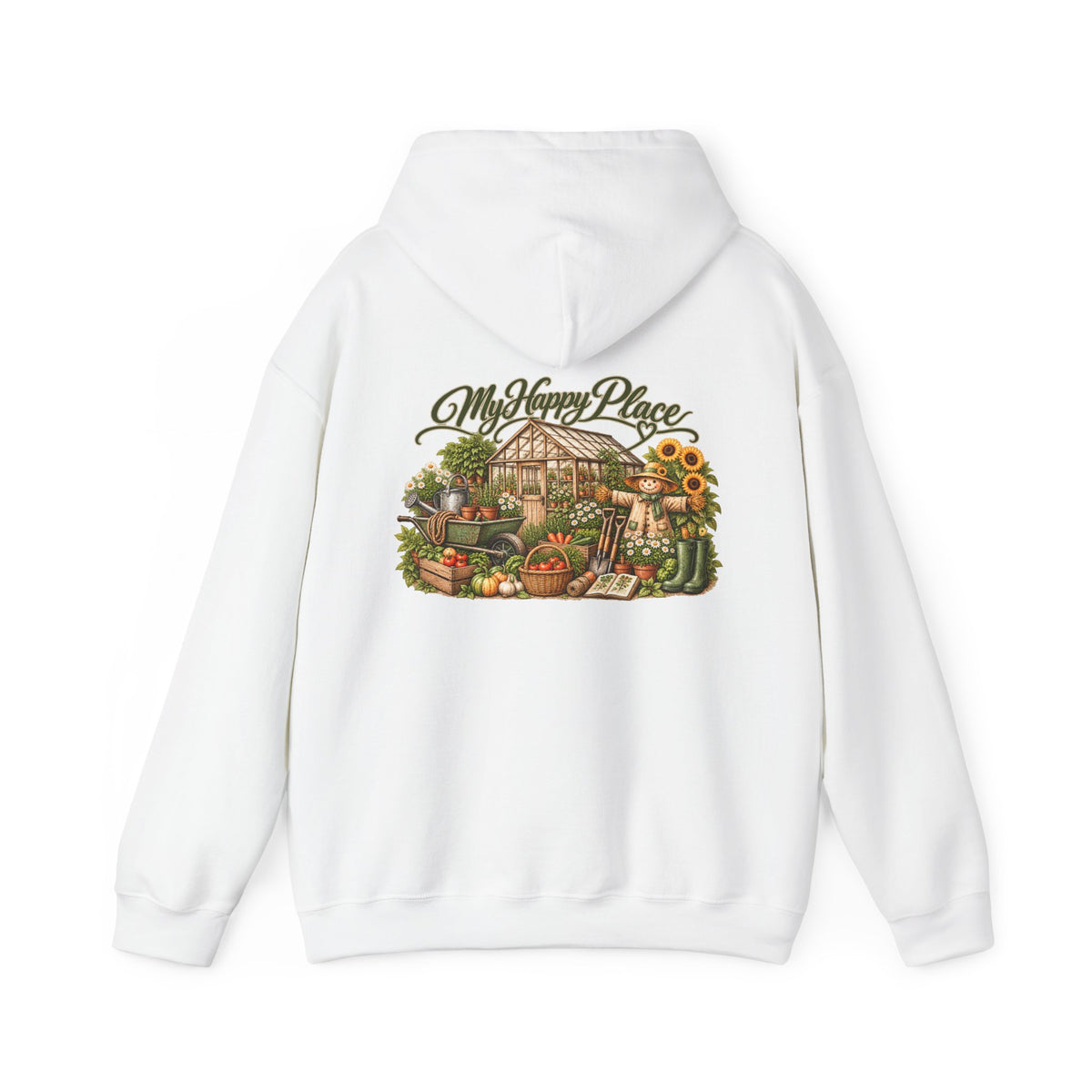 My Happy Place Greenhouse – Back Print Hoodie