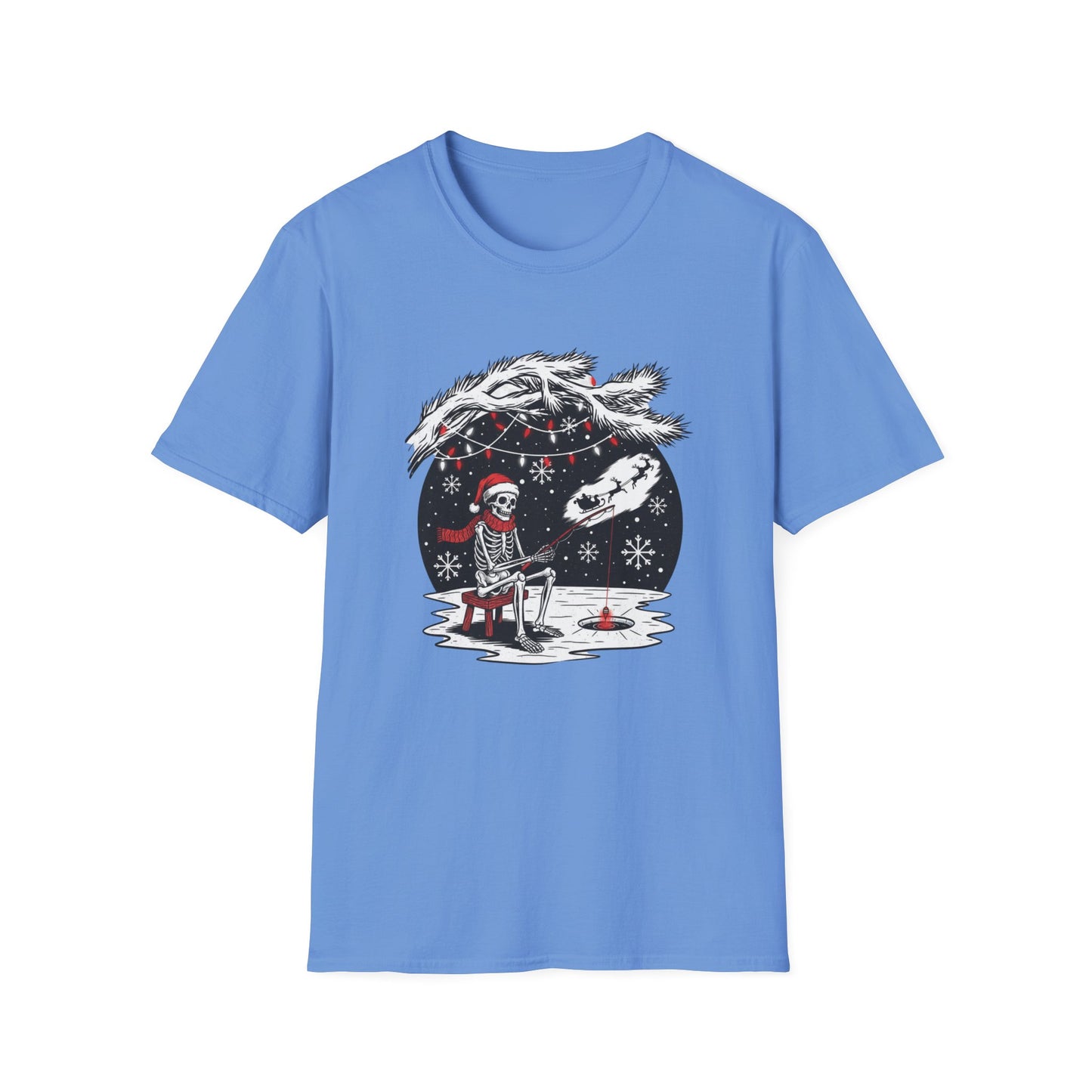 Merry Fishing Christmas T-Shirt – Festive Skeleton Fishing Tee