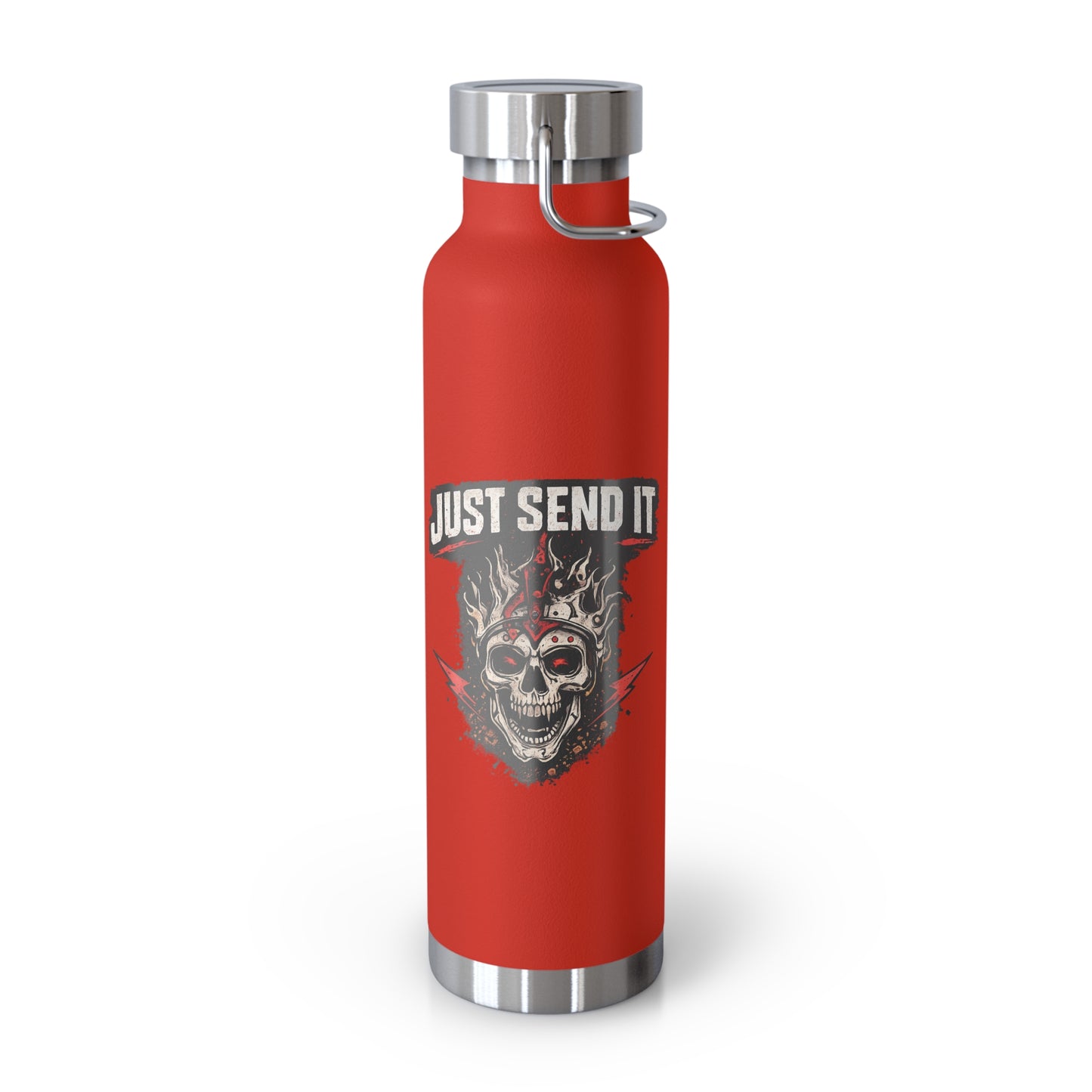 Just Send It Flask   22oz Copper-Insulated Skull & Flames Water Bottle