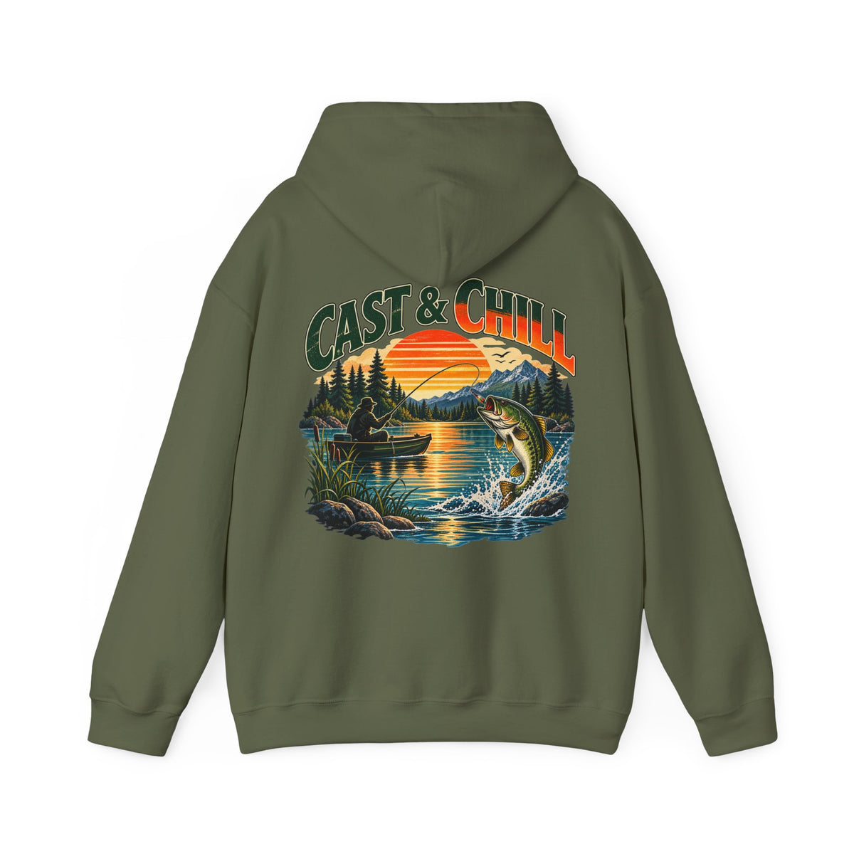 Cast & Chill Back Print Hoodie – Vintage Fishing Hoodie