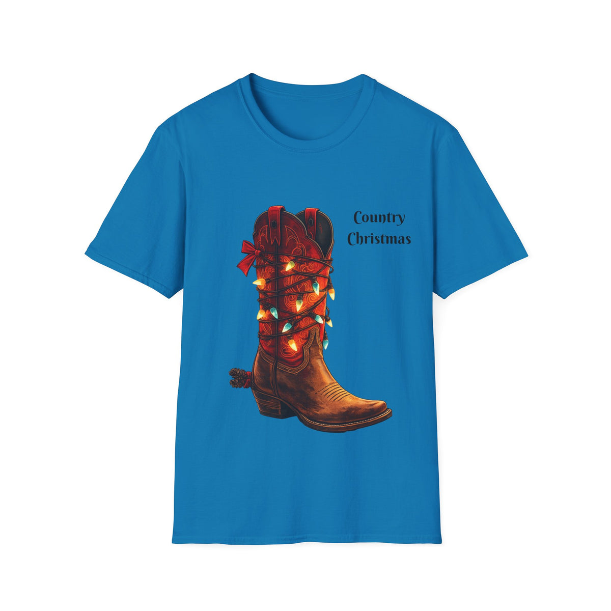 Country Christmas Cowboy Boot T-Shirt – Western Festive Tee