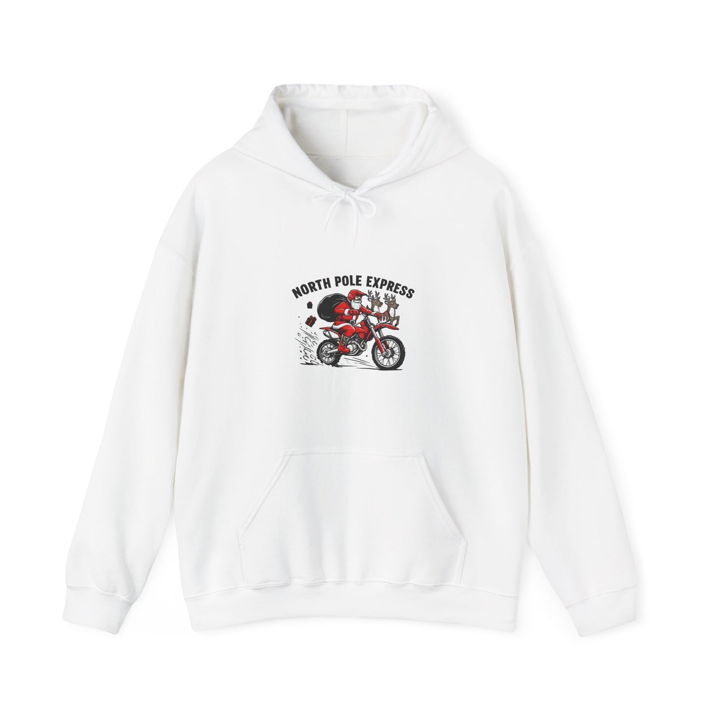 North Pole Express Motocross Christmas Hoodie   Santa Dirt Bike