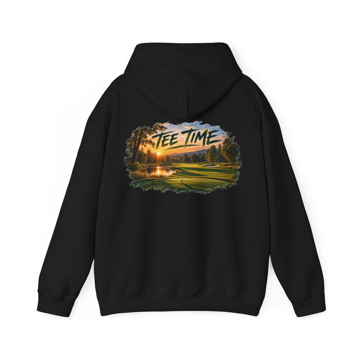 Tee Time Golf Hoodie – Sunset Golf Course Back Print