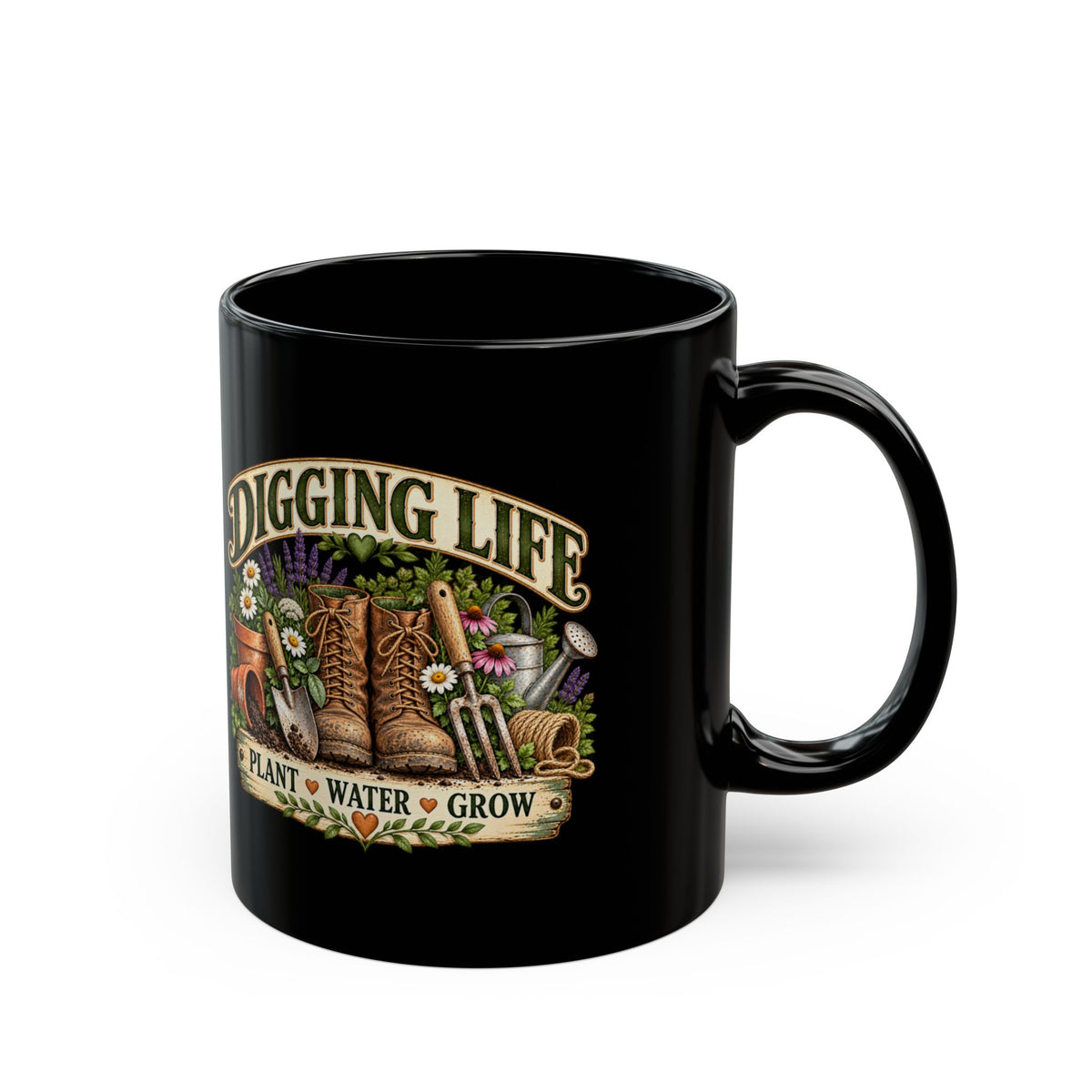 Digging Life Pflanze Wasser Wachsen Schwarze Tasse