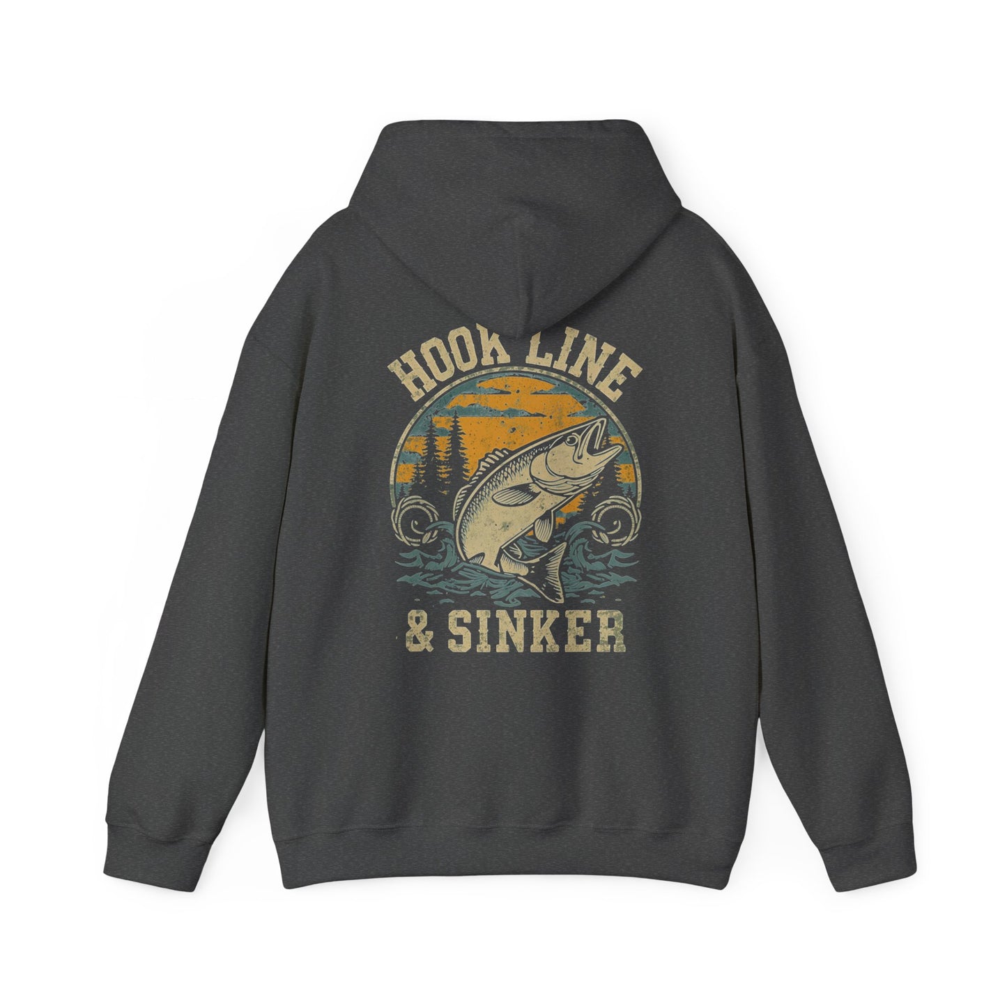 Fishing Hoodie Hook Line and Sinker Retro Look Fishing Hoodie